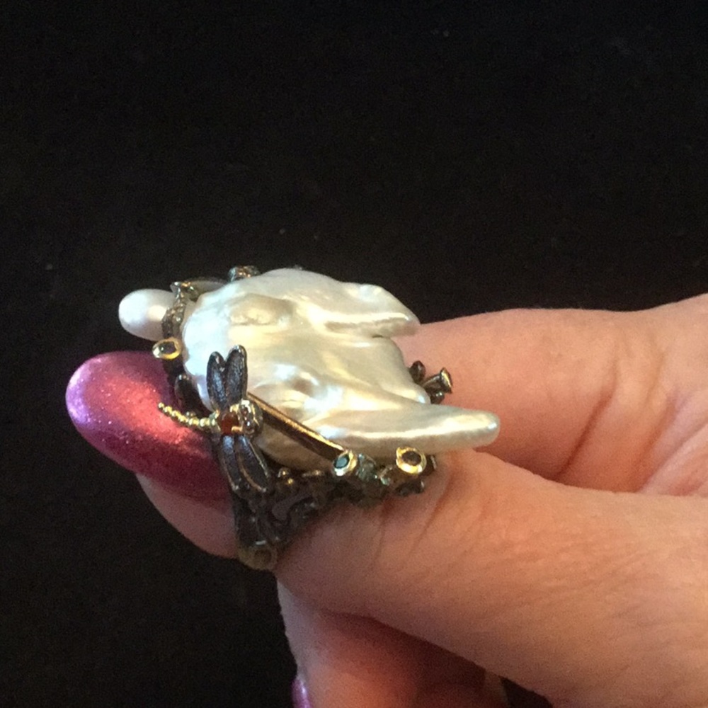 HOLD FOR Deborah  RARE, BAROQUE GENUINE PEARL & RUBY RING - Picture 5 of 8
